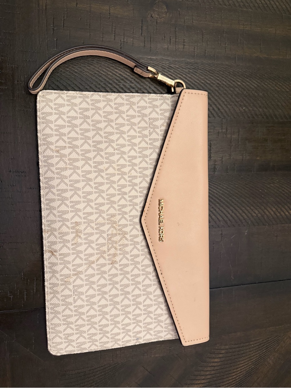 Michael Kors Blush Pink Logo-Print Wristlet Clutch